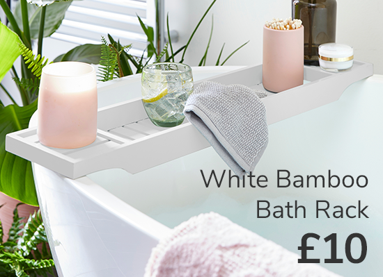 White Bamboo Bath Rack